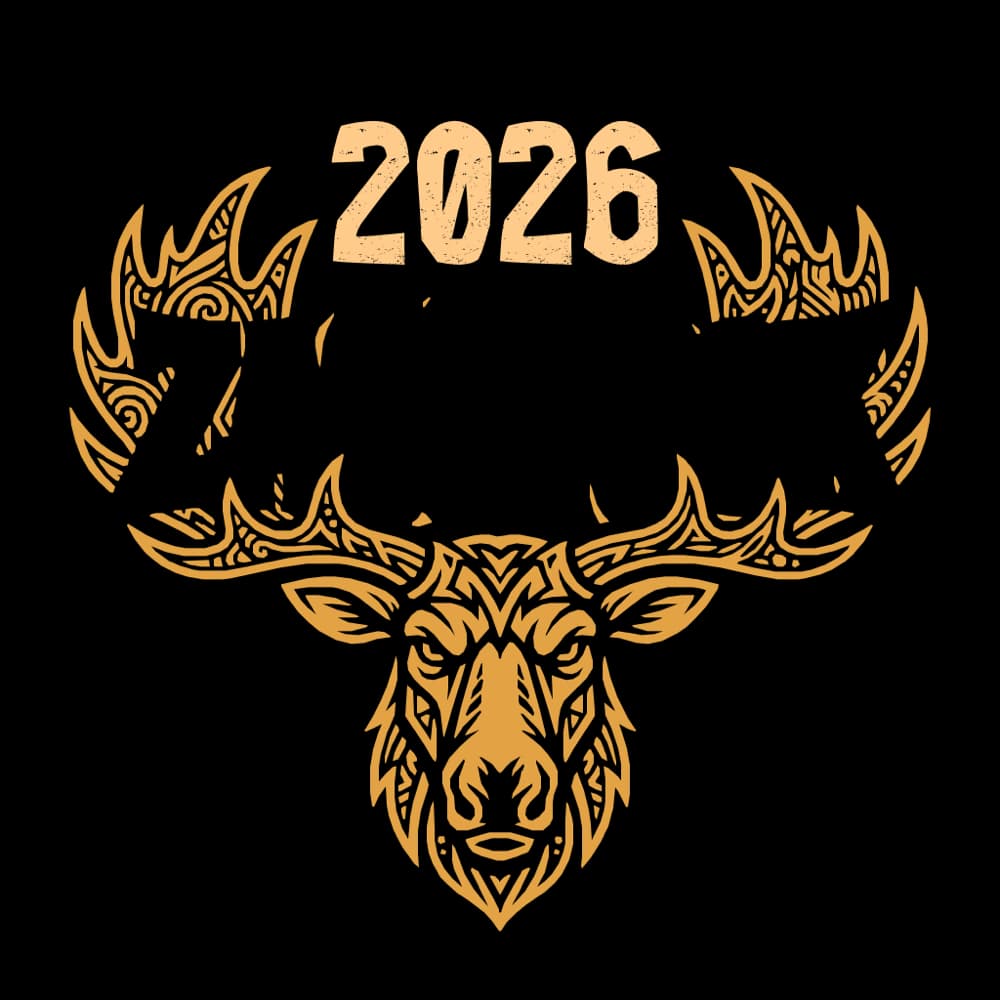 ZAOstock 2026: the word ZAOSTOCK set in the antlers of a gold moose.